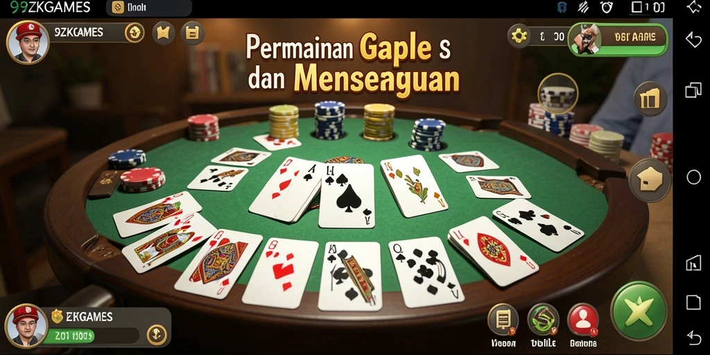 Tampilan gameplay seru dari 9ZKGAMES saat bermain Gaple.