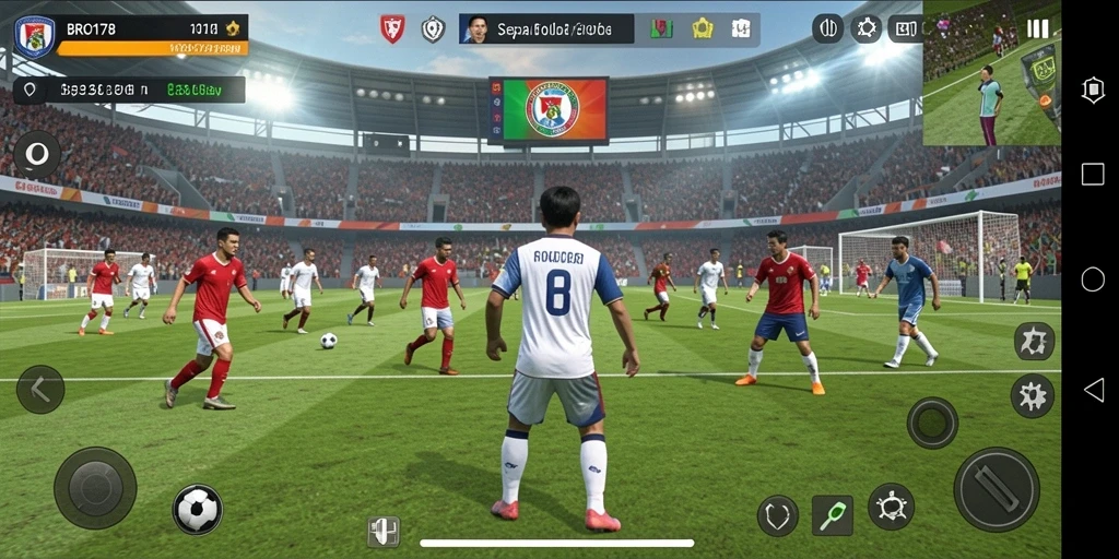 Tampilan gameplay yang menarik dari BRO178 dengan aksi sepak bola seru.