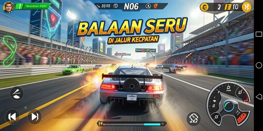 Gameplay Racing N06 yang menegangkan dan mendebarkan.