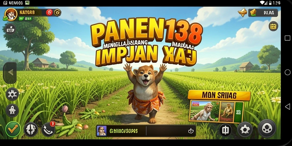 Tampilan menarik dari gameplay PANEN138 yang menggambarkan ladang pertanian.
