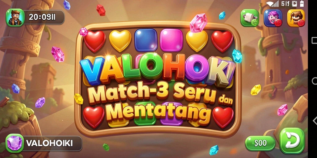 Tampilan gameplay seru di VALOHOKI dengan tantangan Match-3.